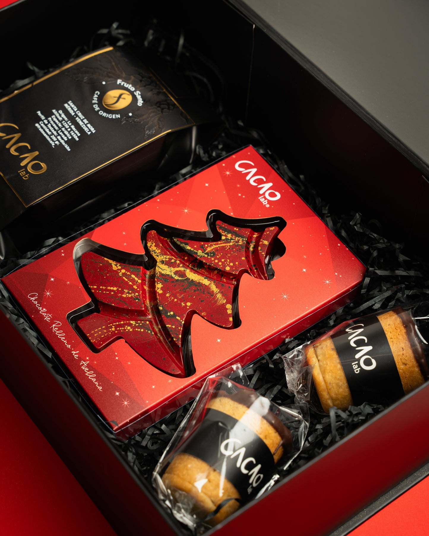 "NEW - Caja Deluxe Grande Barra Pino + Café + 2 Cookieshots"