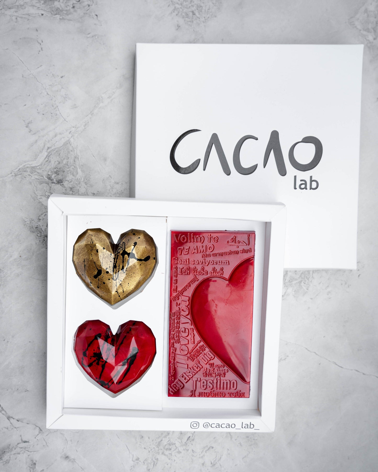 Caja de 2 Maxi Corazones + Barra I Love You